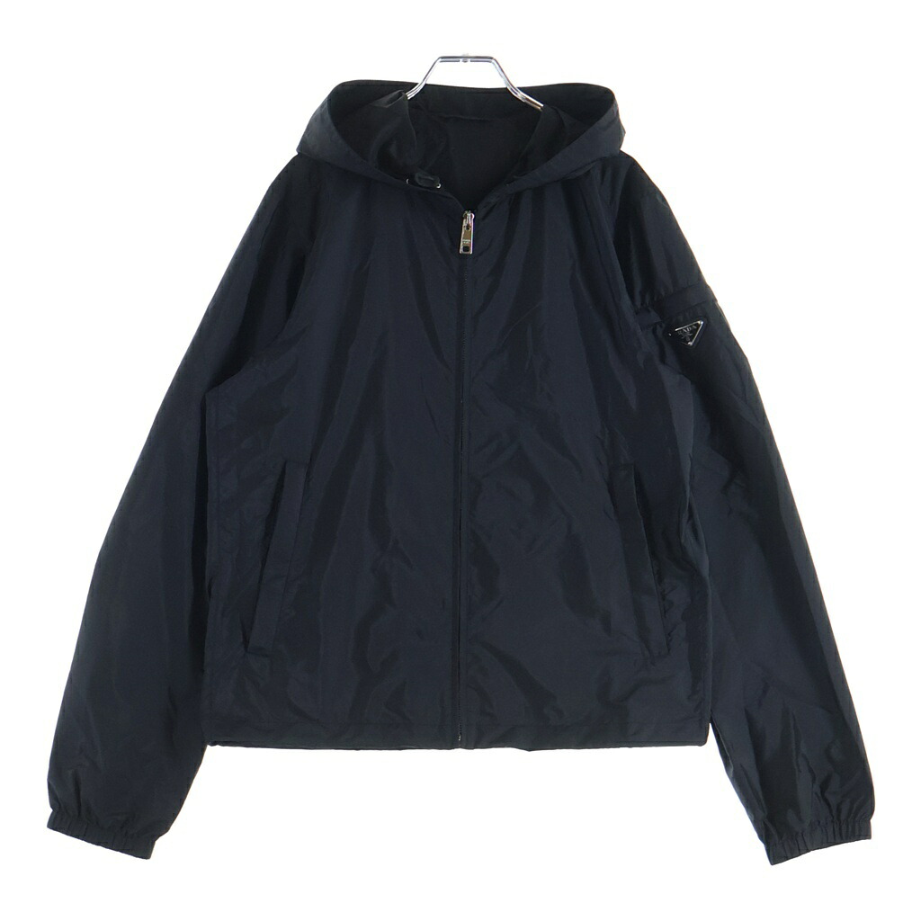 PRADA(プラダ) 大きさ:XS SPORTS ３角形ロゴタイプ ３角形一皿 フーデッドナイロンジャケット SGA242 黒いこと【中古】【座標軸A】【色合い黒いこと】【取りまわしバス発着場BRING亜米利加村店】