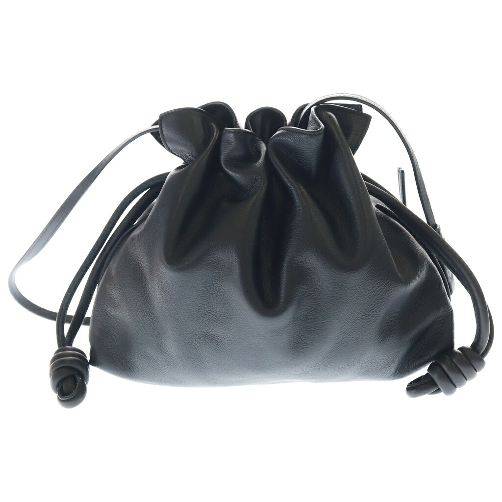 LOEWE(ロエベ) フラメンコクラッチペダル ショルダーバッグ 合財袋御徒面子 黒いこと なめし革 ゴールド金具【中古】【座標軸B】【色合い黒いこと】【取りまわしバス発着場BRING心斎橋店】