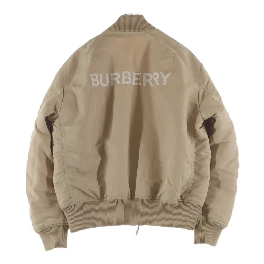 BURBERRY(バーバリー) 大きさ:S バックロゴプリント WZIP 中綿入り口・入口 ボンバージャケット/MA-1/上衣上衣 ベージュ 8054485【中古】【座標軸B】【色合いベージュ】【オンライン制限事項商いもの】