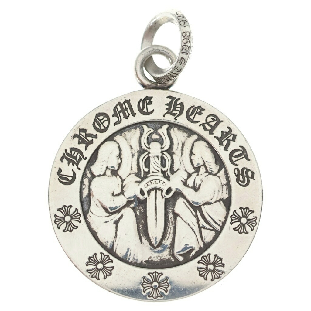 CHROME HEARTS(クロムハーツ) CHRM ANGL MDL LG ラージ 天使シュロの葉 シャンデリヤとっ始め しろがね色 BCA228【中古】【度合いB】【色つやしろがね色】【取りまわしバス発着場原宿】