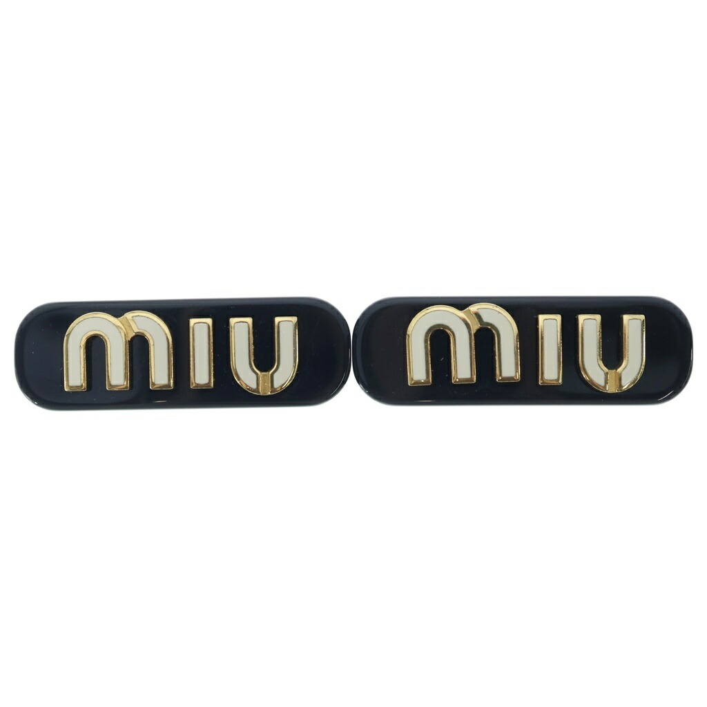 miumiu(ミュウミュウ) バレッタ 髪の毛ゼムクリップ ロゴタイプ 髪の毛付属物 黒いこと/白いこと【中古】【度合いA】【色つや黒いこと】【取りまわしバス発着場新宿】