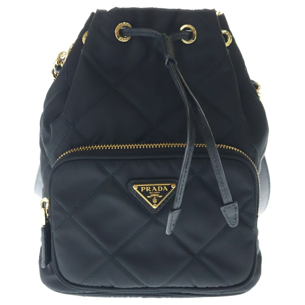 PRADA(プラダ) 二重奏 Re-Nylon 井戸釣瓶御徒面子 ショルダーバッグ 合財袋御徒面子 黒いこと ナイロン ゴールド金具【中古】【座標軸A】【色合い黒いこと】【取りまわしバス発着場BRING心斎橋店】