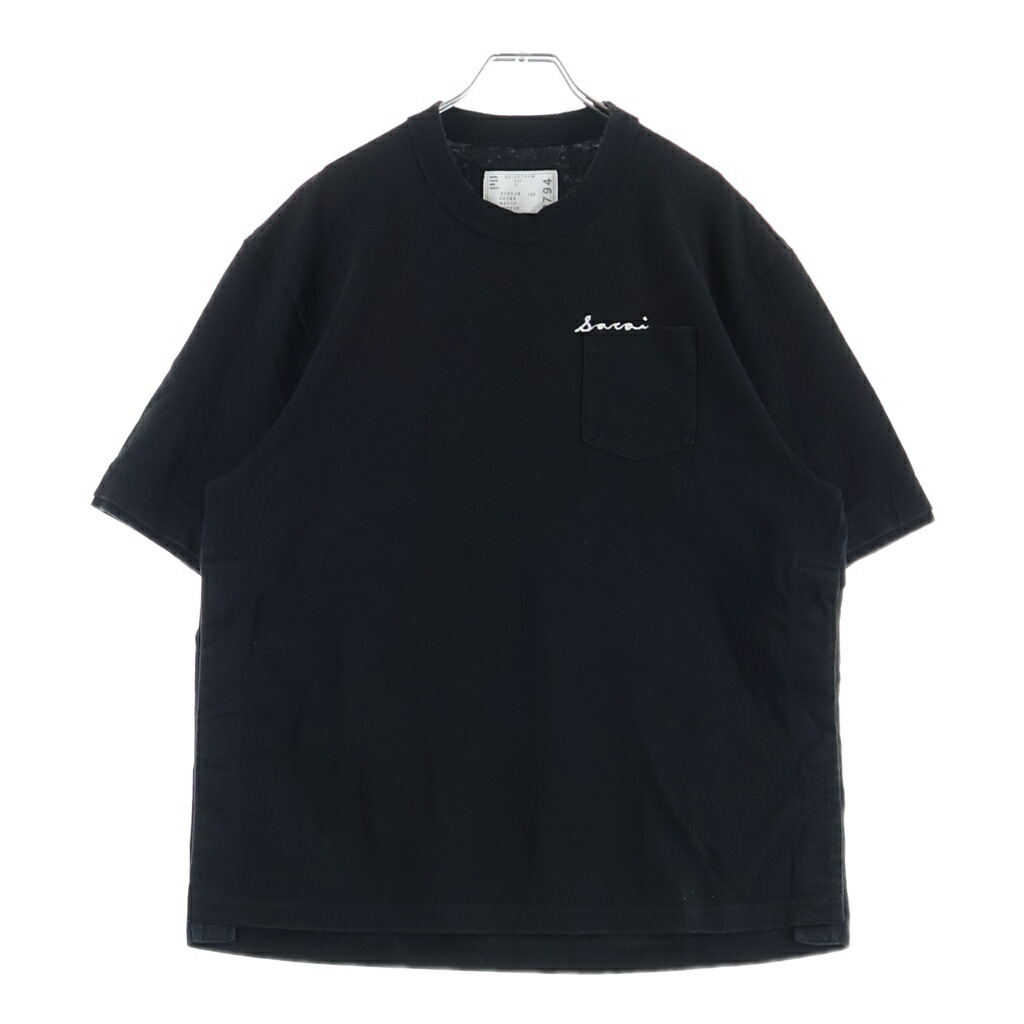 Sacai(サカイ) 大きさ:2 刺しゅう ロゴタイプ刺しゅう 半袖ティーシャツ カットソー 22-02794M 黒いこと【中古】【度合いB】【色つや黒いこと】【取りまわしバス発着場BRINGご廟店】