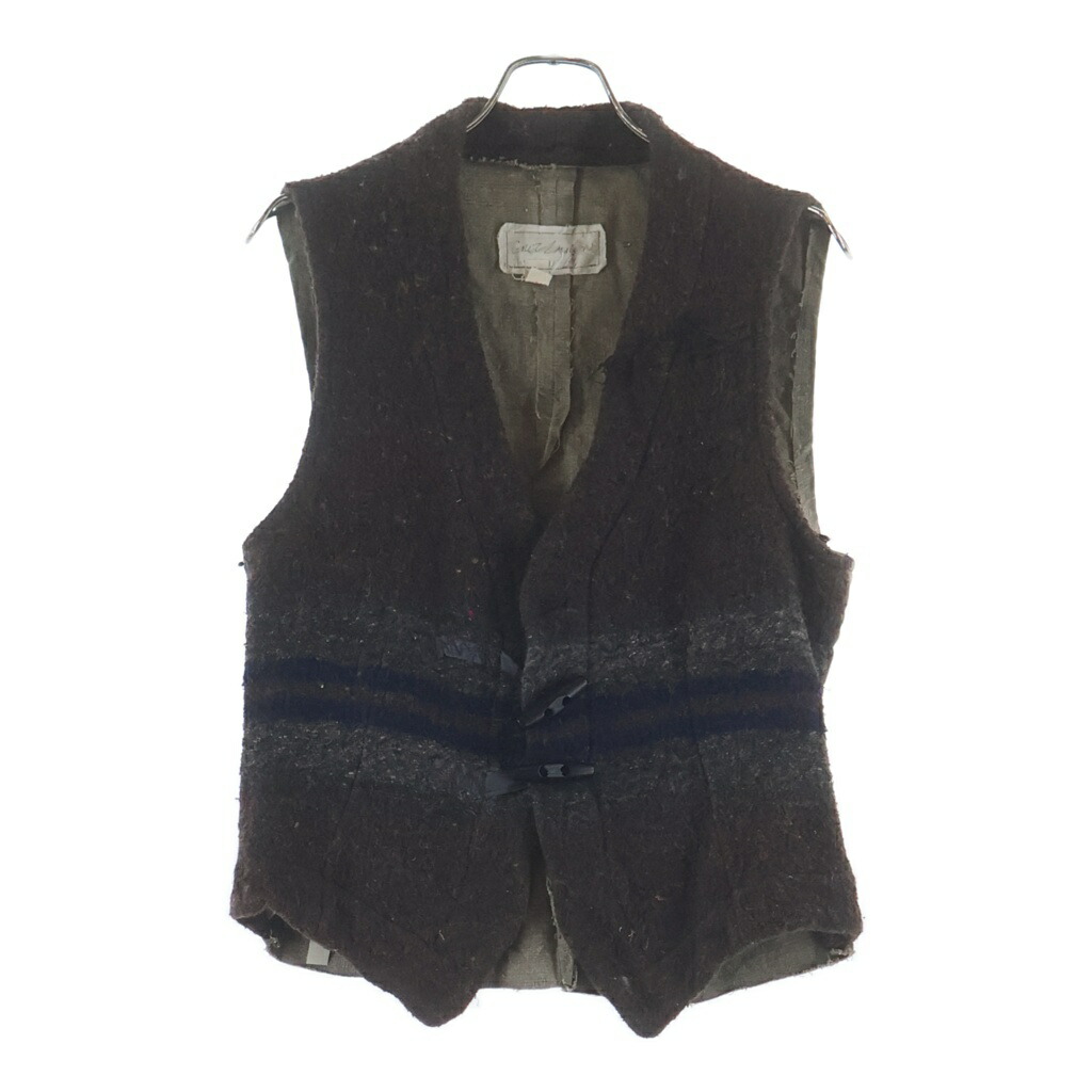GREG LAUREN(グレッグローレン) 大きさ:1 STRIPED BLANKET VEST トグルボタン うつり変わりひな形 毛布 ジレベスト 赤銅色【中古】【度合いA】【色つや赤銅色】【オンライン押さえる商いもの】