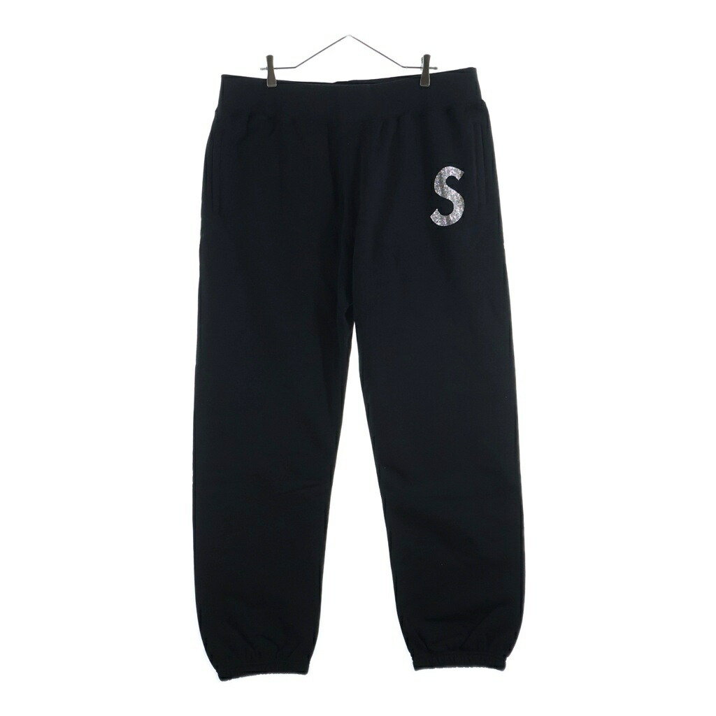 SUPREME(シュプリーム) 大きさ:XL 21SS ×Swarovski S Logo Sweatpant スワロフスキー Sロゴタイプ スウェットパンツ 黒いこと【新古品/中古】【座標軸S】【色合い黒いこと】【取りまわしバス発着場原宿】
