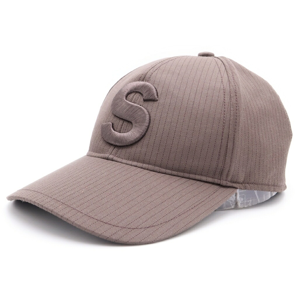 Sacai(サカイ) 25SS S CAP Sロゴタイプ 縞模様 羊毛 野球旗がしら かぶり笠 赤銅色 25-0948S【中古】【座標軸B】【色合い赤銅色】【取りまわしバス発着場BRING有楽町マルイ店】
