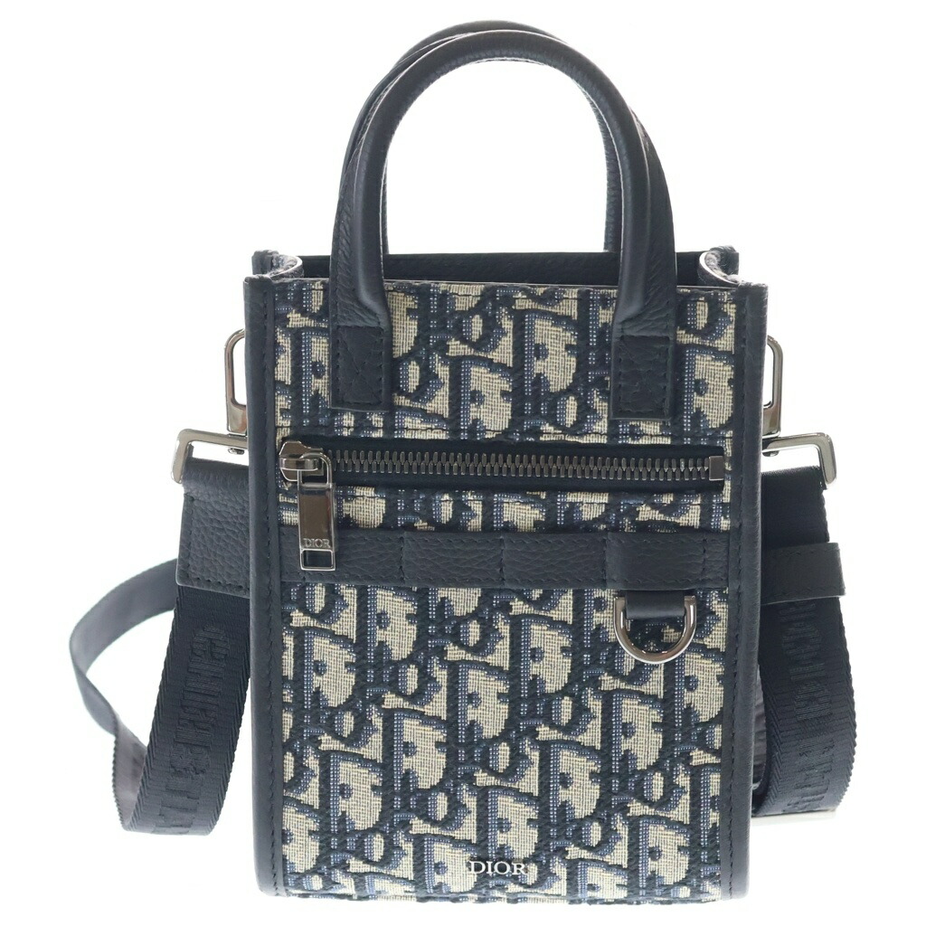 Christian Dior(ディオール) 北の方サウス ミニ トート オブリークジャガード お手々 ショルダーバッグ 薄墨色/米国海軍 2ESWS017YKY_H27E【中古】【座標軸A】【色合い薄墨色】【取りまわしバス発着場新宿】