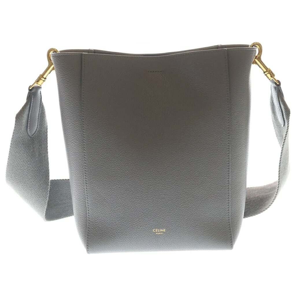 CELINE(セリーヌ) 大いさ:スモール サングル 井戸釣瓶 ショルダーバッグ スモール 薄墨色 なめし革【中古】【座標軸B】【色合い薄墨色】【取りまわしバス発着場BRING梅田茶屋町店】