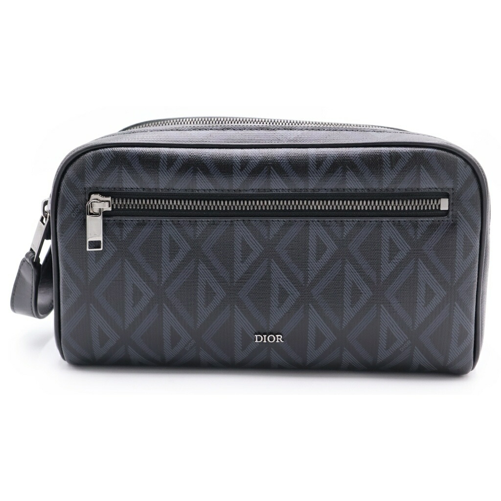 Christian Dior(ディオール) CD金剛石 トイレタリーバッグ 容れもの 合切袋 黒いこと しろがね色金具【中古】【度合いA】【色つや黒いこと】【取りまわしバス発着場BRING有楽町マルイ店】