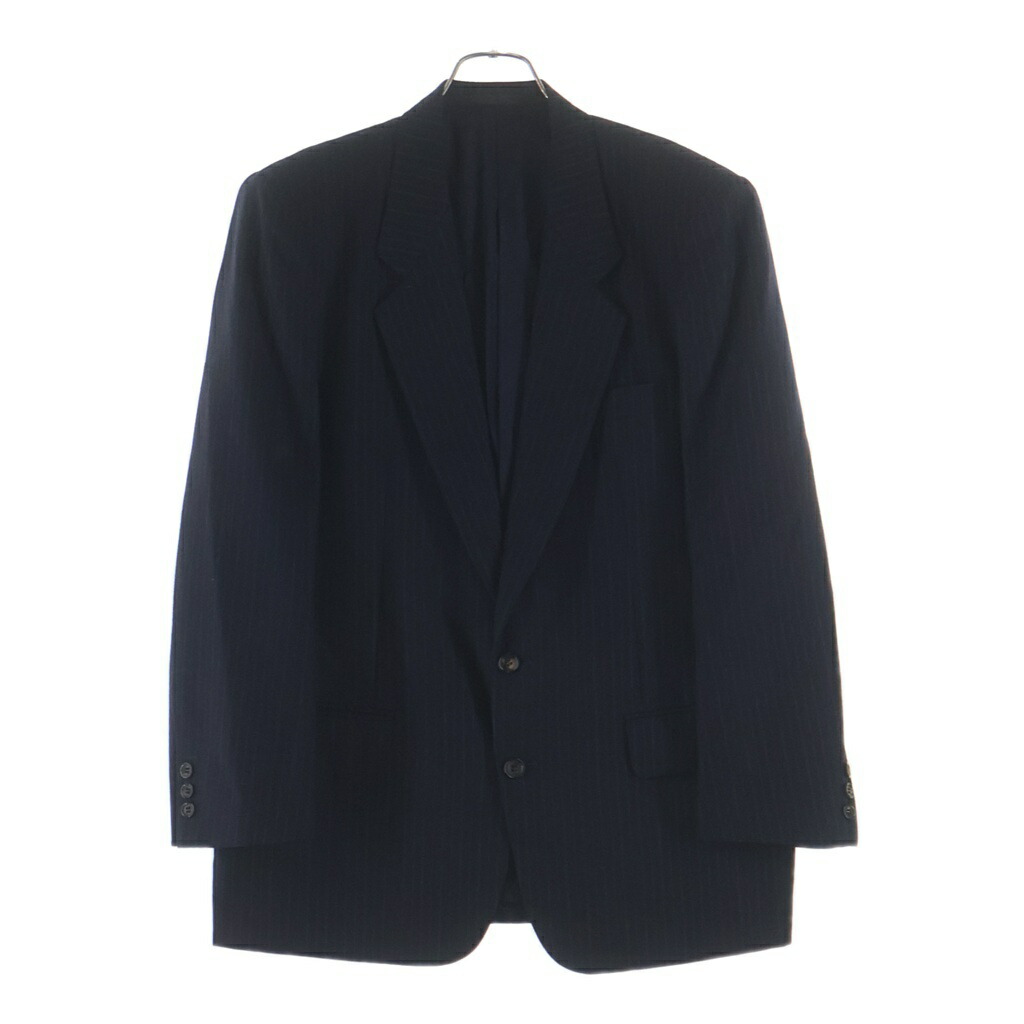 COMME des GARCONS HOMME(コムデギャルソンオム) 大きさ:M ピークドラペル 縞模様柄 シングルテーラードジャケット 米国海軍 HS-08009【中古】【座標軸B】【カラーネイビー】【オンライン制限事項商いもの】