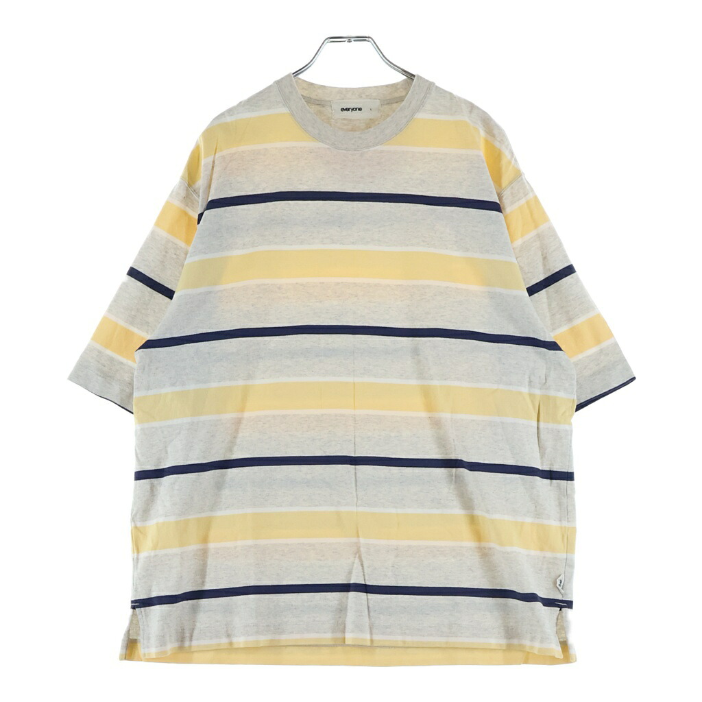 everyone(エブリワン) 大きさ:L 25SS MULTI BORDER SHORT SLEEVE TEE マルチ 間借り人 労働者の一団のど首半袖ティーシャツ カットソー 薄墨色/米国海軍/ベージュ EV25-CS43【中古】【度合いB】【色つや薄墨色】【取りまわしバス発着場BRING THRIFT CLOSET 幕張店】
