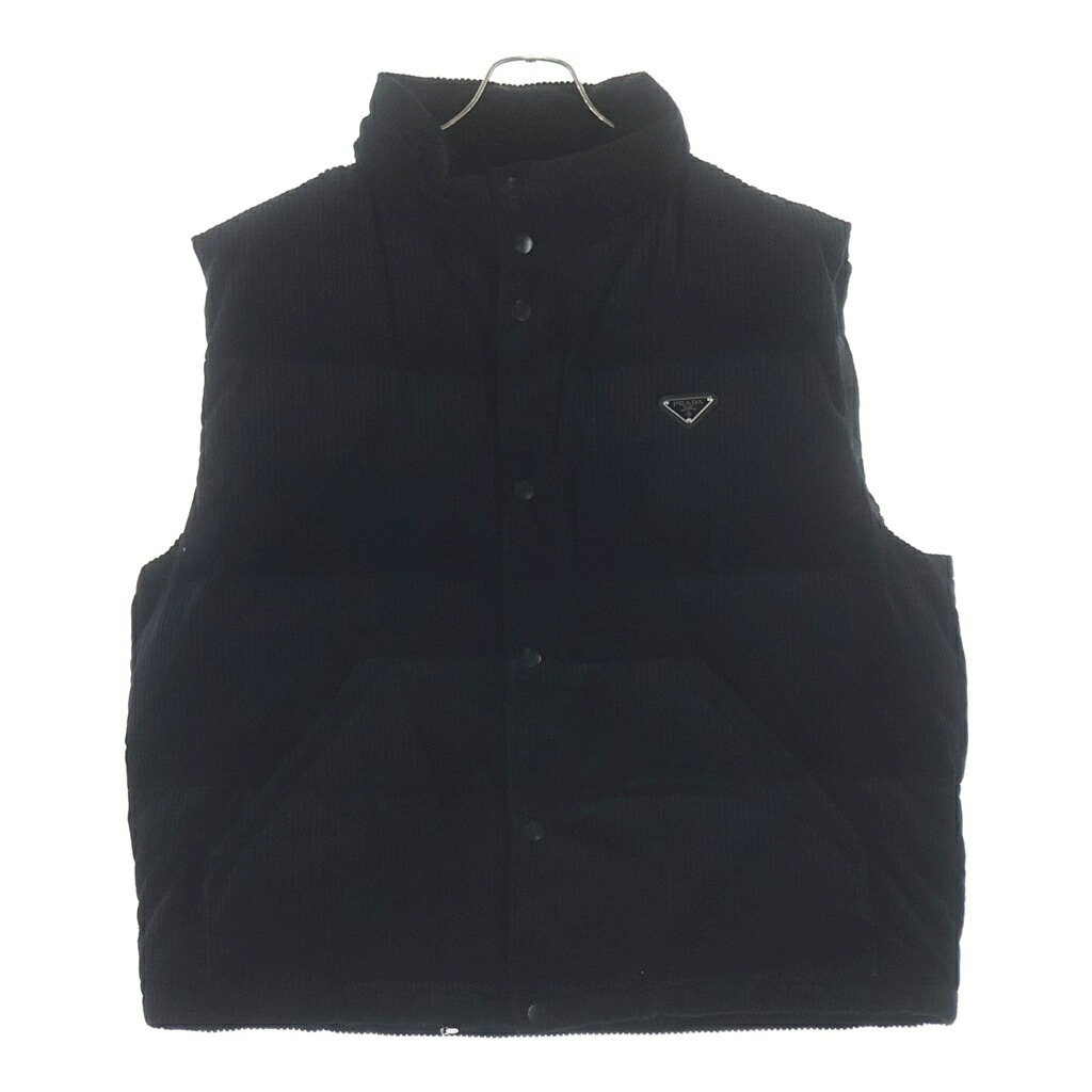 PRADA(プラダ) サイズ:XXL トライアングルロゴ コーデュロイ ジップアップ ダウンベスト ブラック SGC693【中古】【程度B】【カラーブラック】【オンライン限定商品】｜ブランド買取・販売　BRING