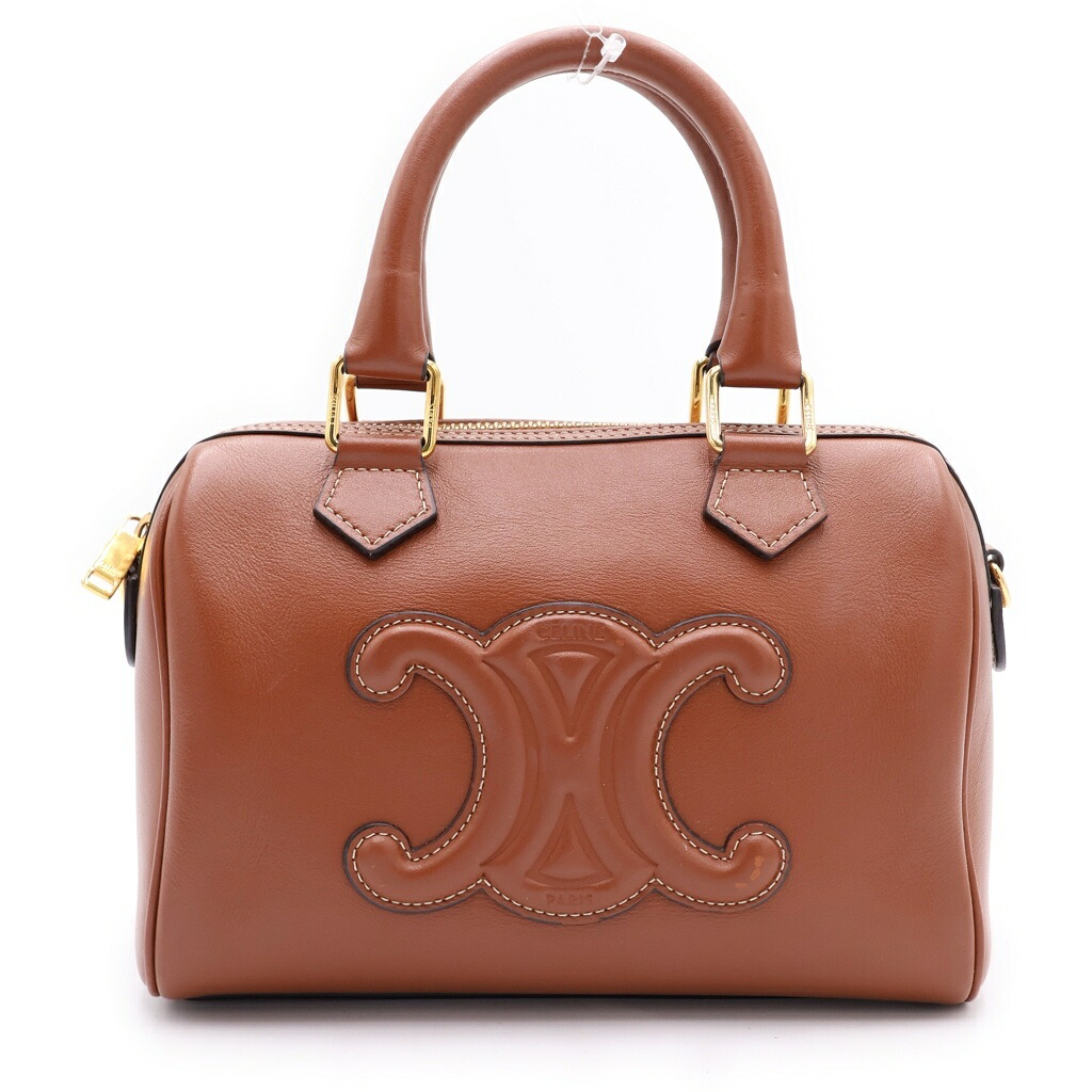 CELINE(セリーヌ) スモール ボストンバッグ ハンドバック 赤銅色 なめし革 ゴールド金具【中古】【座標軸B】【色合い赤銅色】【取りまわしバス発着場BRING心斎橋店】