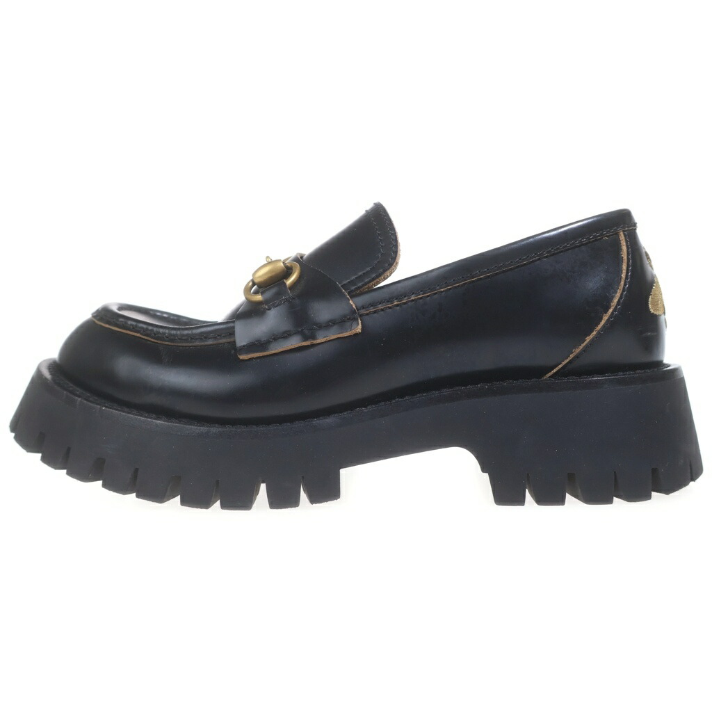 GUCCI(グッチ) 大きさ:36 導管ビット 置き目毛革 Bee刺しゅう ラグソール 黒いこと 577236【中古】【度合いB】【色つや黒いこと】【取りまわしバス発着場BRING梅田茶屋町店】