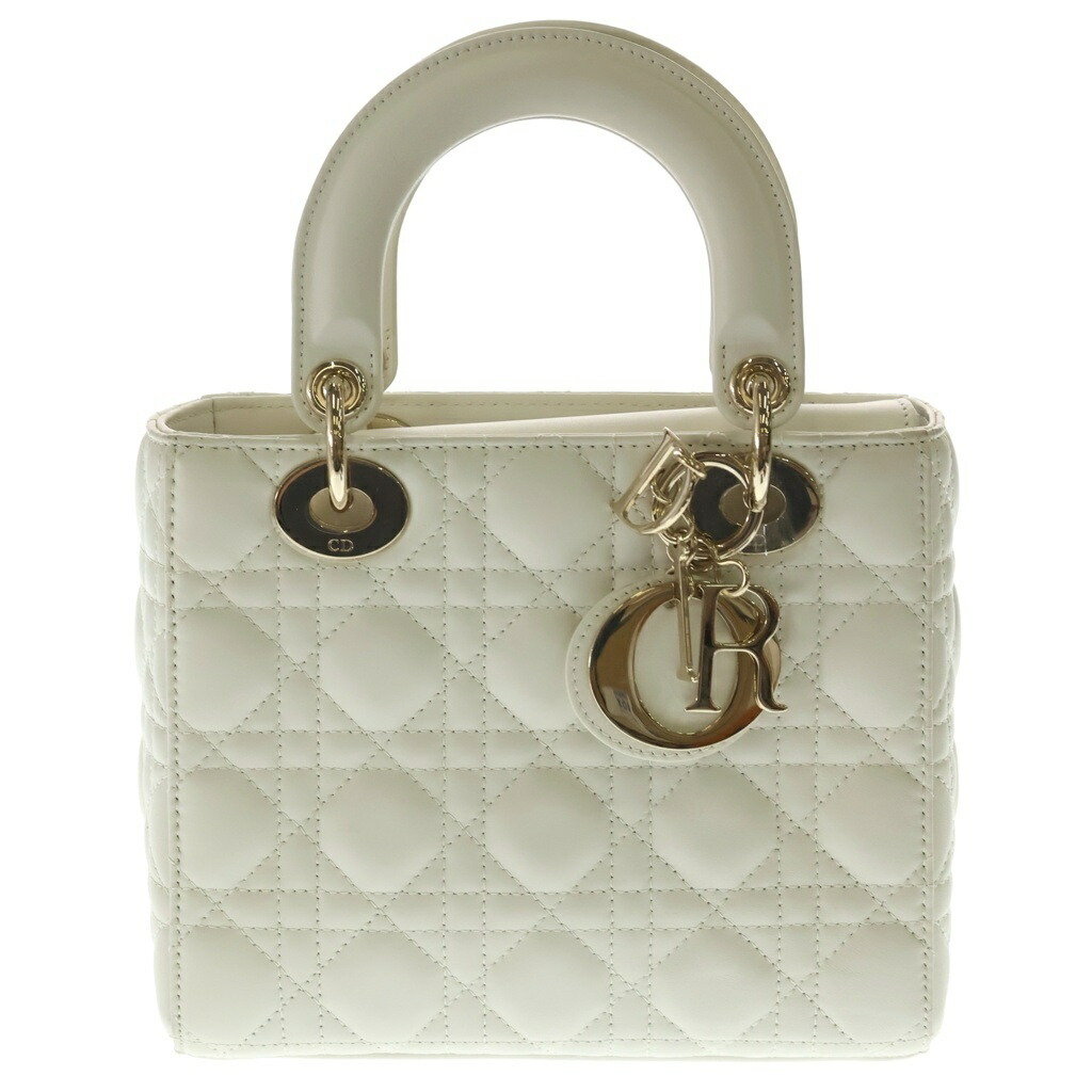 Christian Dior(ディオール) マイレディディオール スモール 2WAY御徒面子 ハンドバック ショルダーバッグ 白いこと なめし革 ゴールド金具【中古】【度合いA】【色つや白いこと】【取りまわしバス発着場BRING：RED新宿東口店】