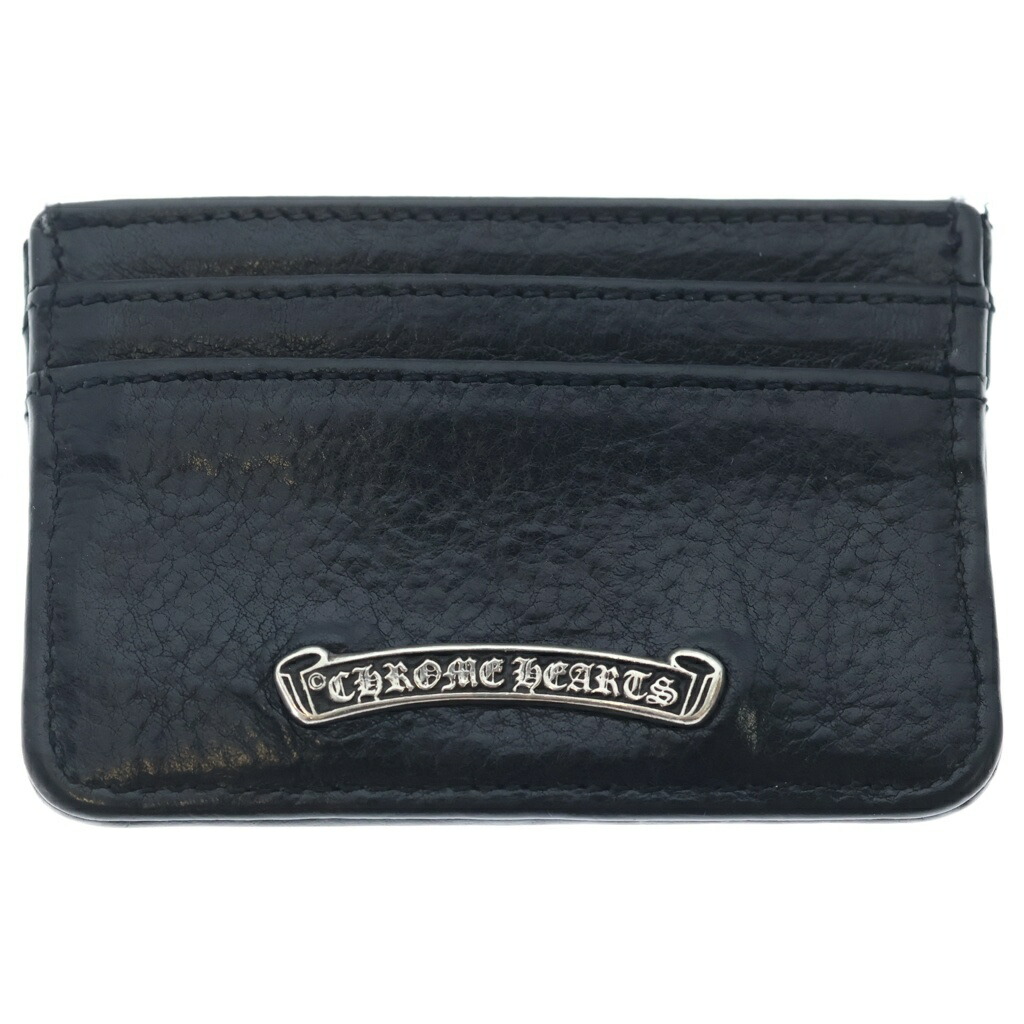 CHROME HEARTS(クロムハーツ) DOUBLE SIDE ダブル傍え スクロール下げ札付レザーカードケース【中古】【座標軸B】【色合い黒いこと】【取りまわしバス発着場BRING亜米利加村店】