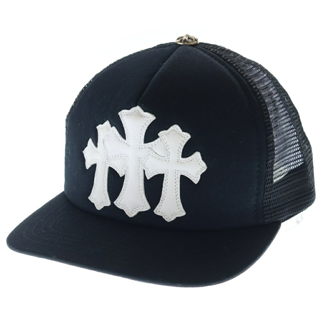 CHROME HEARTS(クロムハーツ) 大きさ:os TRUCKER CAP トラッカーキャップ 3セメタリーレザーパッチメッシュキャップ 鳥打ち帽 黒いこと/白いこと【中古】【度合いA】【色つや黒いこと】【取りまわしバス発着場BRING亜米利加村店】