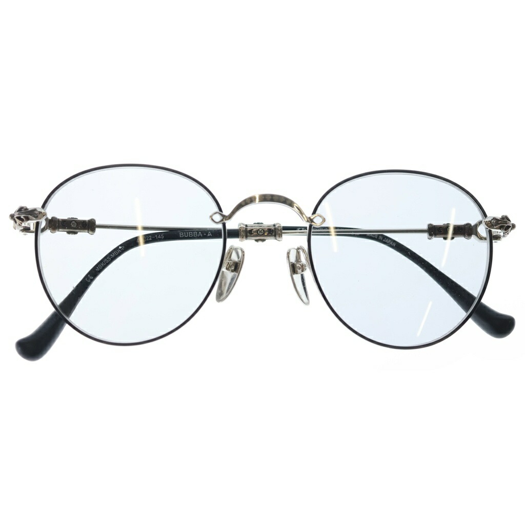 CHROME HEARTS(クロムハーツ) 大きさ:49□2ー145 BUBBA-A バッバ オーバル黒眼鏡 アイウェア しろがね色/黒いこと【中古】【度合いA】【色つやしろがね色】【取りまわしバス発着場BRING心斎橋店】