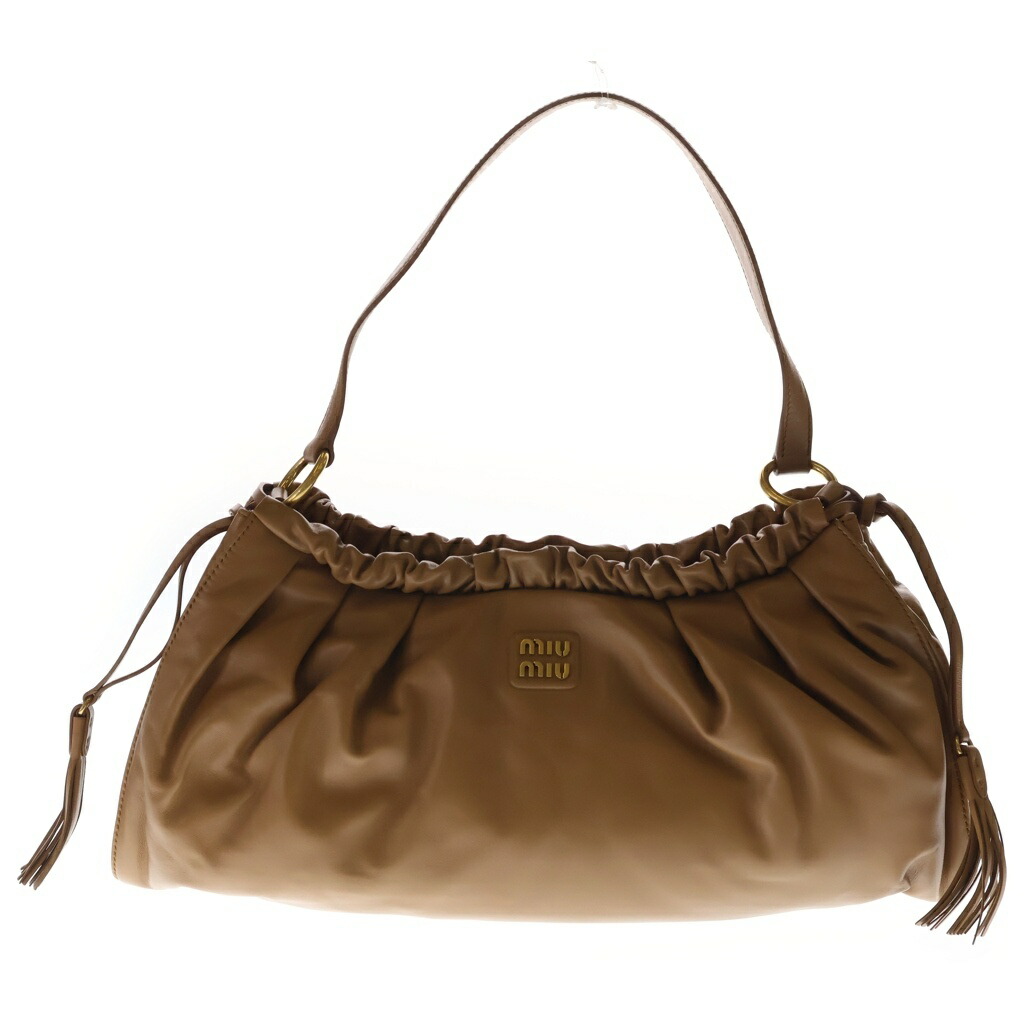 miumiu(ミュウミュウ) ジョワ ナッパレザー 一ショルダーバッグ 赤銅色 なめし革 5BC180 ゴールド金具【中古】【座標軸A】【色つや赤銅色】【取りまわしバス発着場BRING京都河原町店】