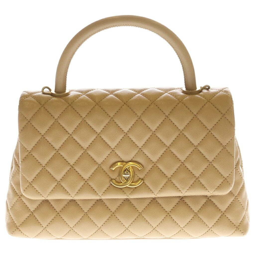 CHANEL(シャネル) 大きさ:ラージ ココハンドル29 マトラッセ ラージ 2WAY ハンドバック ショルダーバッグ キャビア素はだ ゴールド金具 ベージュ【中古】【座標軸B】【色合いベージュ】【取りまわしバス発着場BRING：RED新宿東口店】