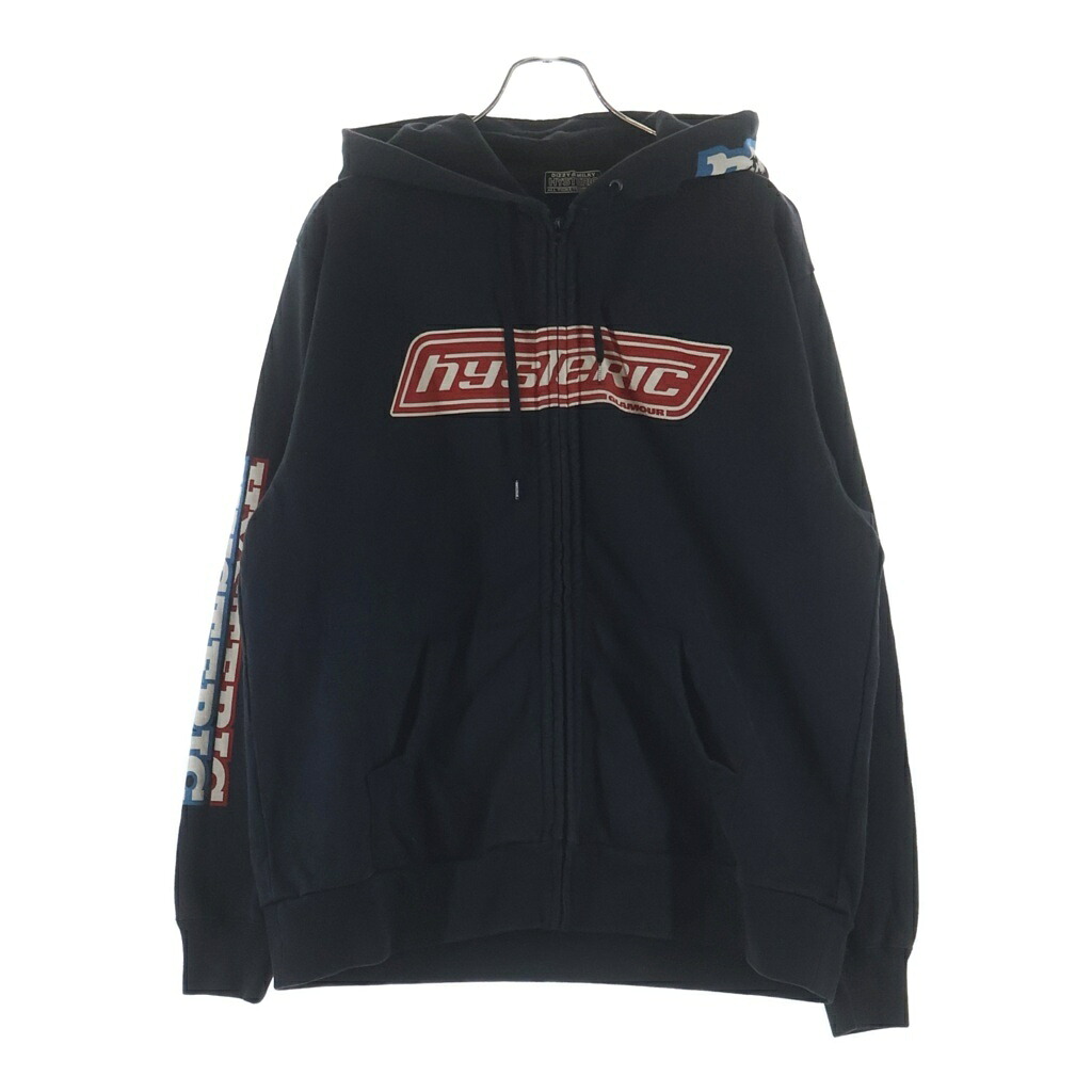 HYSTERIC GLAMOUR(ヒステリックグラマー) 大きさ:L 24SS HG BOX LOGOS HGボックス席ロゴタイプ フルジップ パーカー 黒いこと 02241CF02【中古】【座標軸B】【色つや黒いこと】【取りまわしバス発着場BRING梅田茶屋町店】