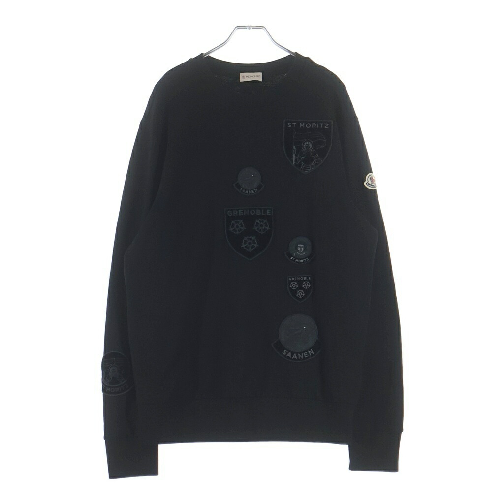 MONCLER(モンク線路) 大きさ:M 22AW マルチロゴワッペン 労働者の一団のど首 スウェットトレーナー 黒いこと H20918G00002809KR【中古】【座標軸B】【色合い黒いこと】【取りまわしバス発着場BRING廟堂店】