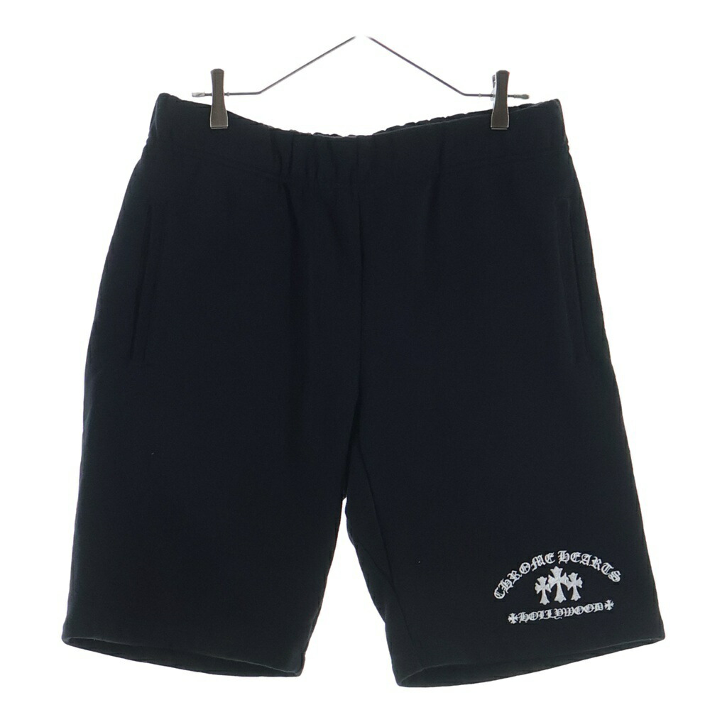CHROME HEARTS(クロムハーツ) 大きさ:M SAILIN ON HLF PNTS スクロール付け札 セメタリークロス刺しゅう青写真 スウェットハーフパンツ さる股引き 黒いこと【中古】【座標軸B】【色合い黒いこと】【取りまわしバス発着場AWESOME名古屋店】