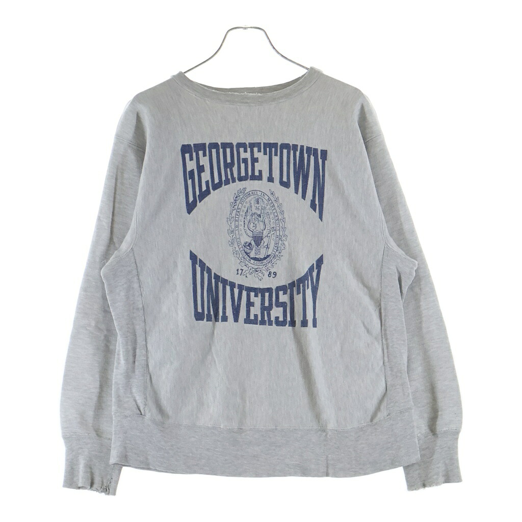 CHAMPION(はやりっ児) 大きさ:L 80-90S VINTAGE REVERSE WEAVE ヴィンテージ リバースウィーブ 分科大学ロゴタイプ クルーネックスウェットトレーナー 薄墨色【中古】【度合いB】【色つや薄墨色】【取りまわしバス発着場AWESOME高円寺店】
