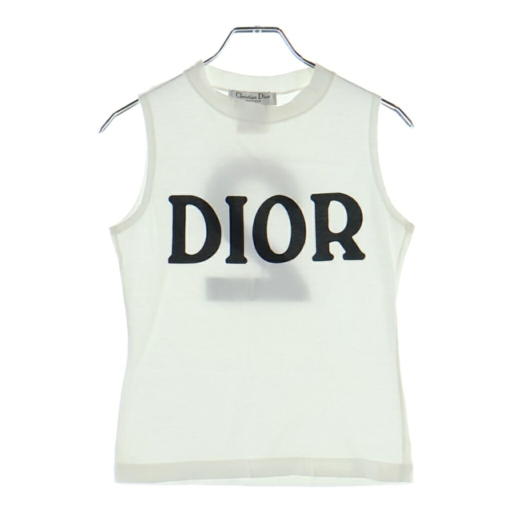 Christian Dior(ディオール) 大きさ:M ナンバリング 刷り上げる 綿織物プルオーバー 貯蔵タンクとっ始め ノースリーブカットソー 白いこと 1P18151020【中古】【度合いB】【色つや白いこと】【取りまわしバス発着場BRING京都河原町店】