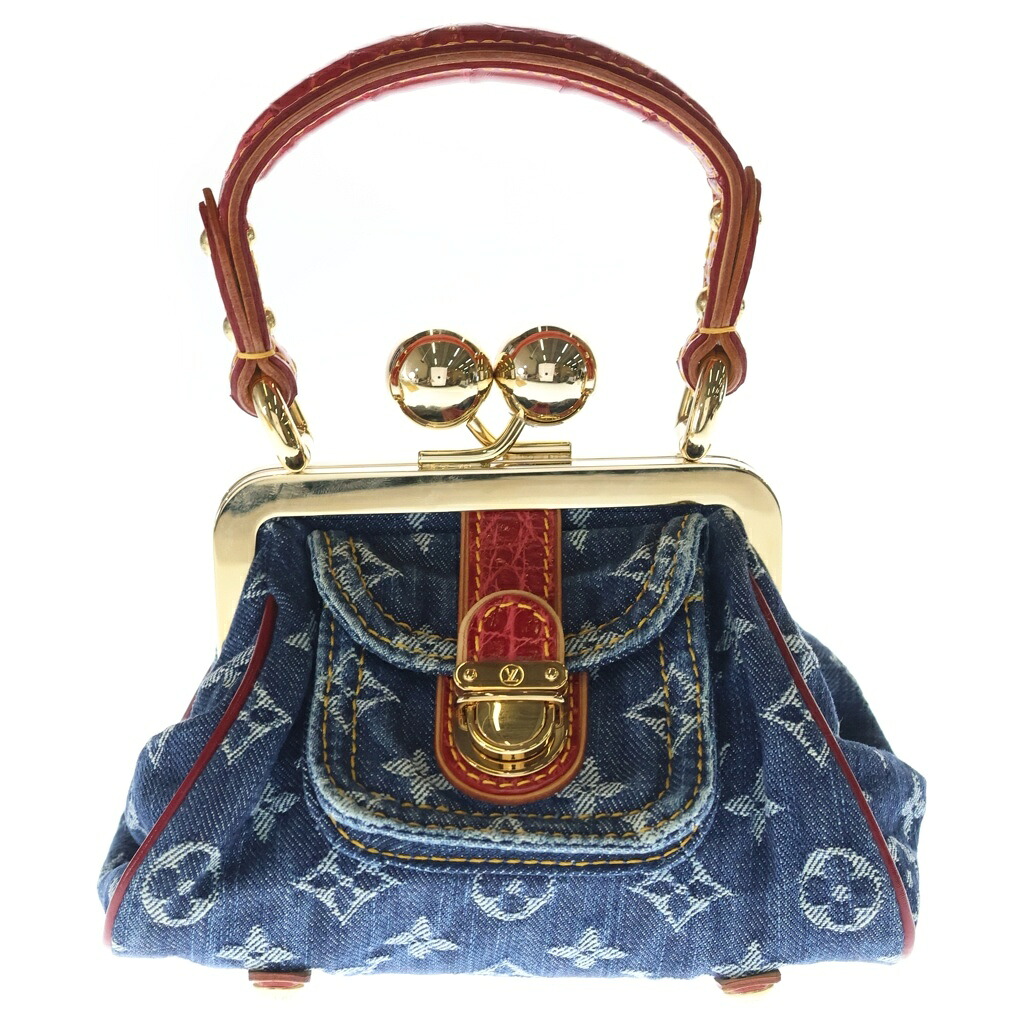LOUIS VUITTON(ルイヴィトン) モノグラムジーンズ サックフェルモワール ハンドバック ミニ御徒面子 インディゴブルー×赤いこと ジーンズ×クロコ ゴールド金具【中古】【度合いA】【カラーネイビー】【取りまわしバス発着場BRING京都河原町店】