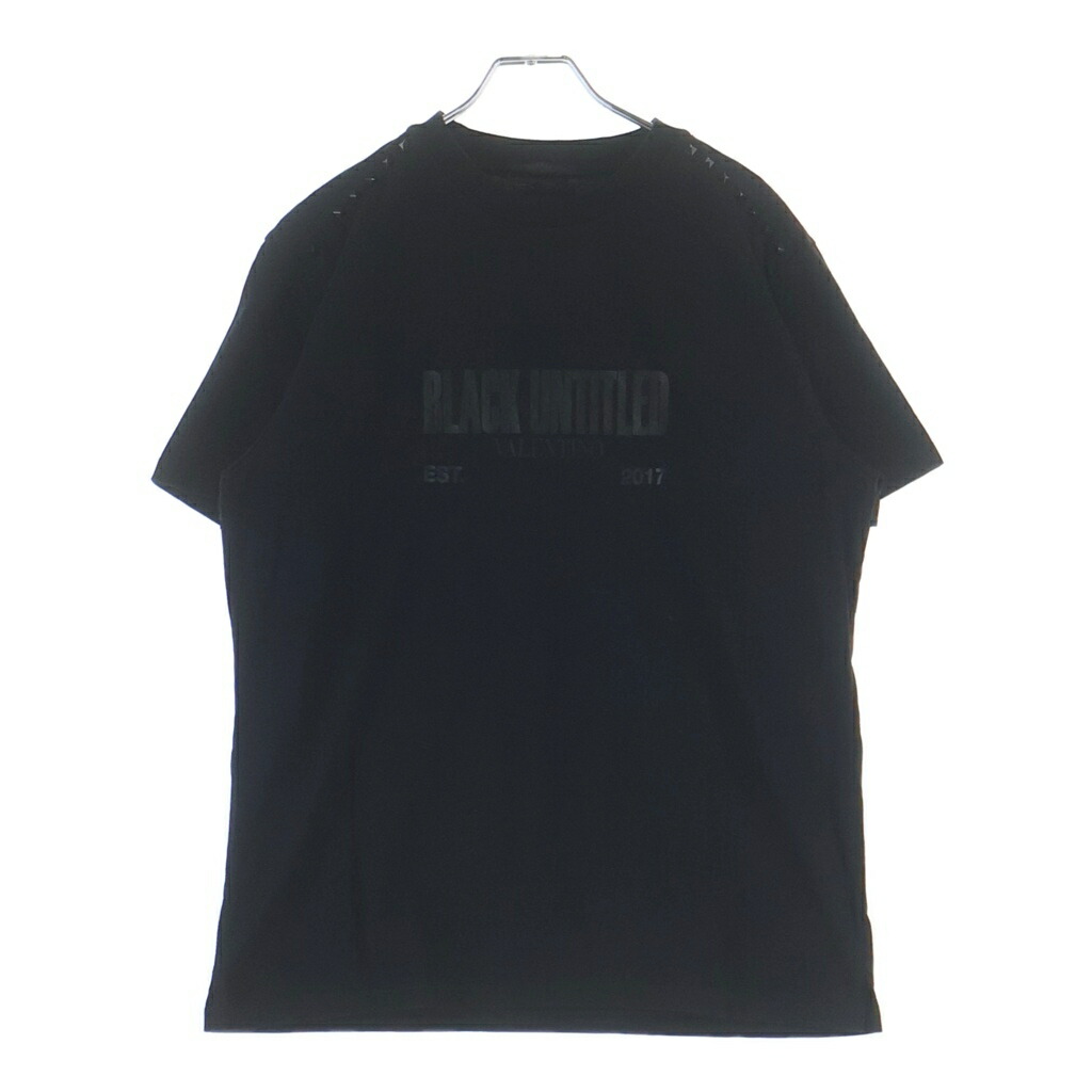 VALENTINO(ヴァレンティノ) 大きさ:L ロックスタッズ ロゴタイプティーシャツ 黒いこと 大きさL 2V3MG13C969【中古】【度合いB】【色つや黒いこと】【取りまわしバス発着場BRING有楽町マルイ店】