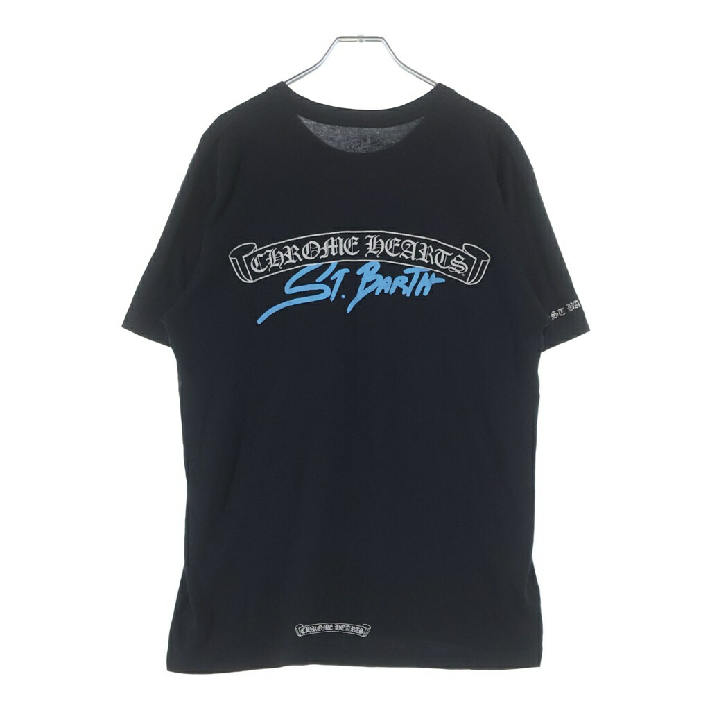 CHROME HEARTS(クロムハーツ) 大きさ:M St.Barth Limited Scroll Label Tee セントバース制限事項 スクロール付け札 半袖プルオーバー カットソー 黒いこと/青色【中古】【座標軸B】【色合い黒いこと】【取りまわしバス発着場BRING WASTE_NOT】