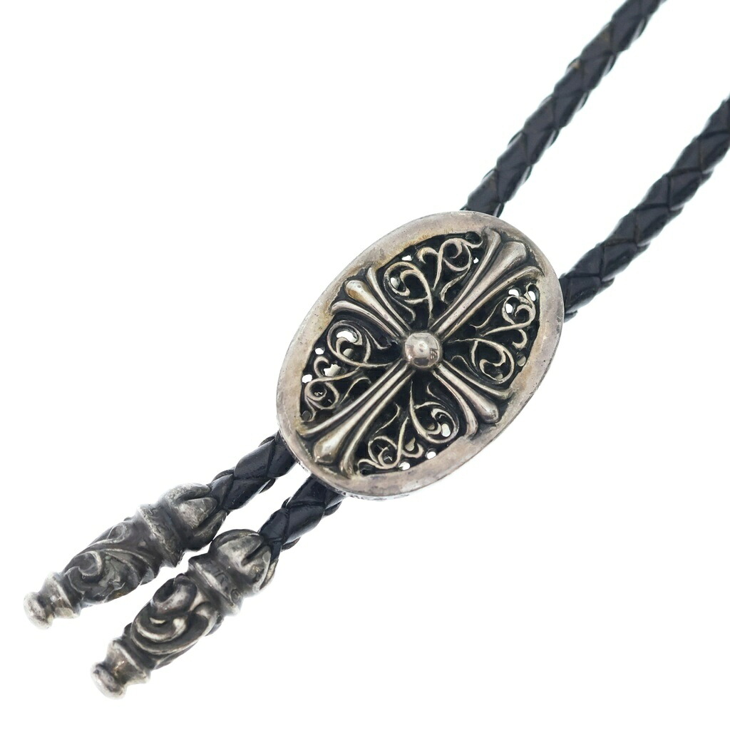 CHROME HEARTS(クロムハーツ) BOLOTIE OVALTINY タイニークラシックオーバルクロス 繰り返し五分五分 しろがね色/黒いこと BCA209【中古】【度合いB】【色つや黒いこと】【取りまわしバス発着場BRING亜米利加村店】