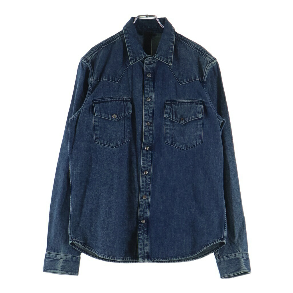 CHROME HEARTS(クロムハーツ) サイズ:M DENIM WESTERN 袖クロスパッチ デニム ウェスタンシャツ 長袖シャツ インディゴ【中古】【程度B】【カラーブルー】【取扱店舗OneStyle新宿店】|ブランド買取・販売 BRING