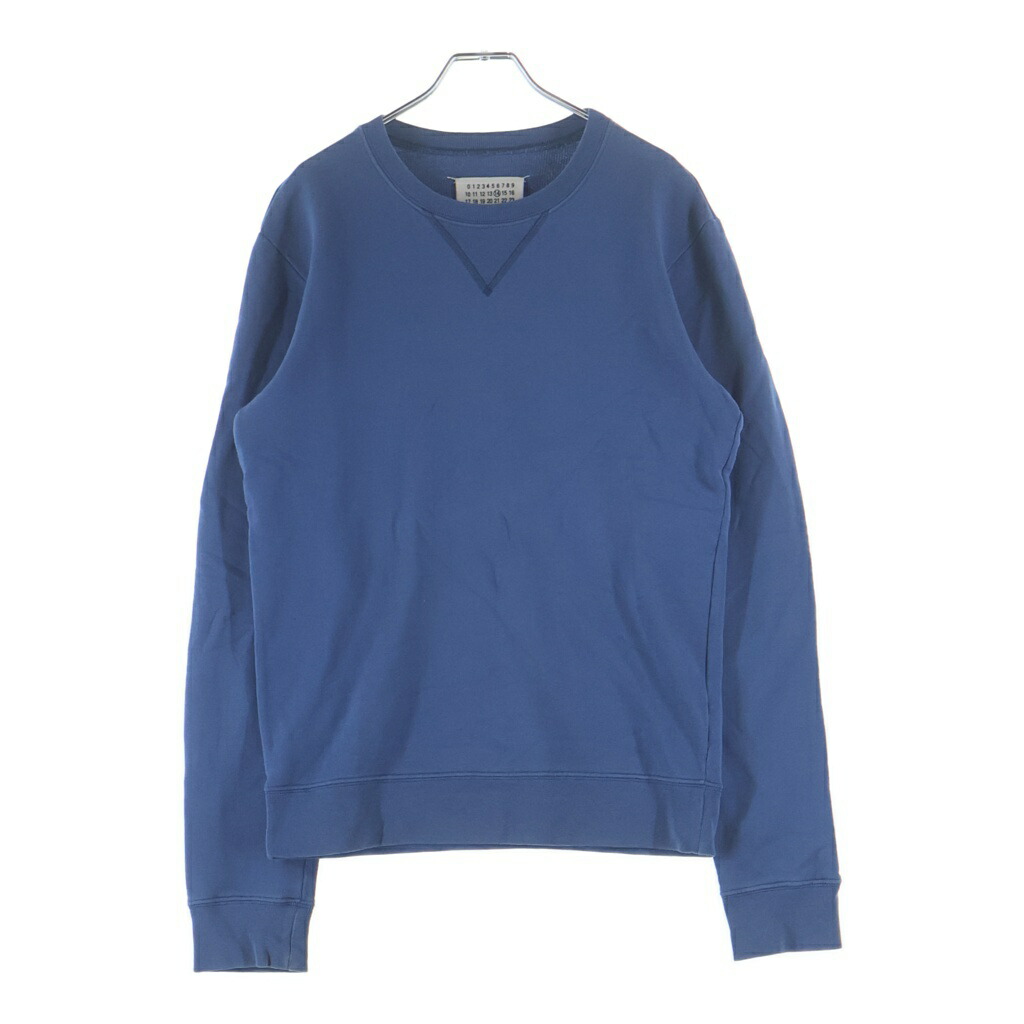Maison Margiela(メゾンマルジェラ) 大いさ:44 16SS エルボーパッチ Vガゼット クルーネックスウェットシャツ 調教師 青碧 S30GU0032【中古】【座標軸B】【色合い青碧】【取りまわしバス発着場渋谷】