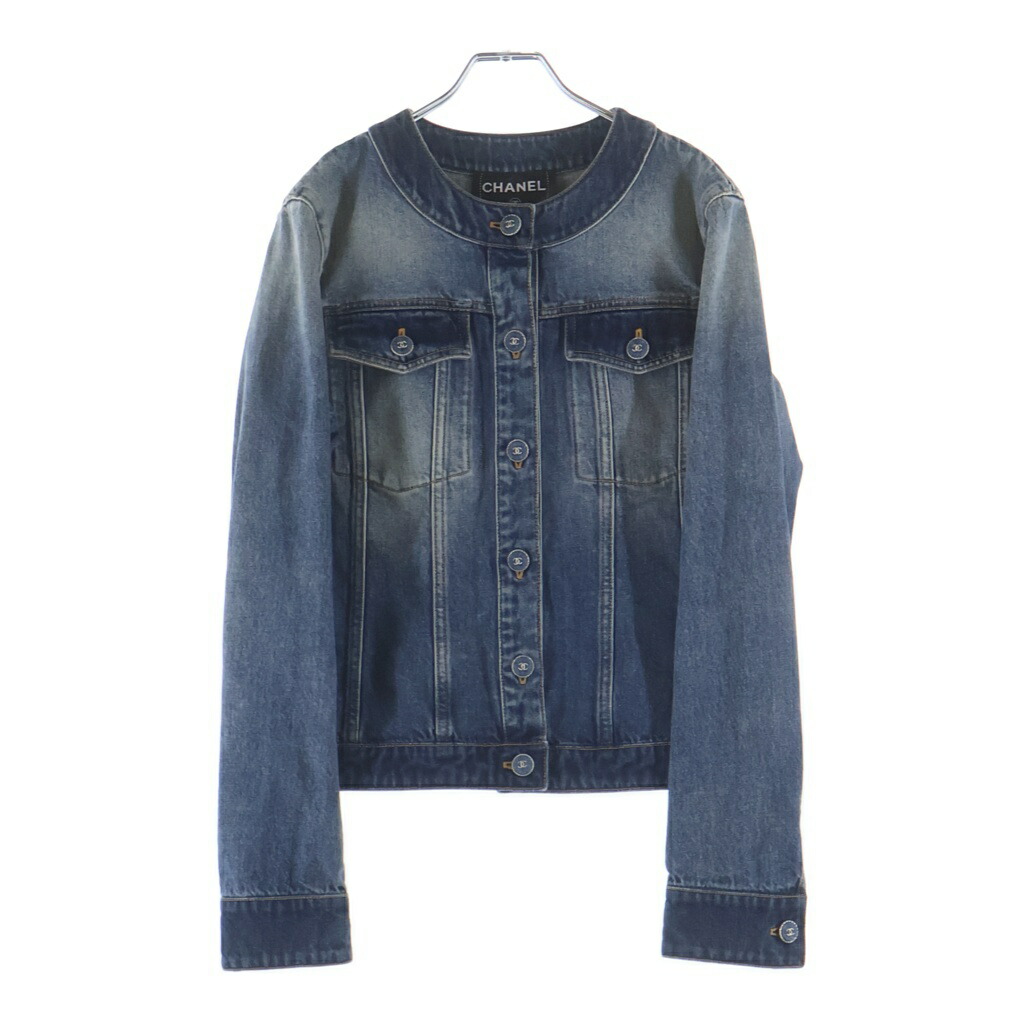 CHANEL(シャネル) サイズ:38 ココボタン ノーカラー デニムジャケット インディゴブルー #38 P78108V70196【中古】【程度A】【カラーブルー】【取扱店舗新宿】|ブランド買取・販売 BRING