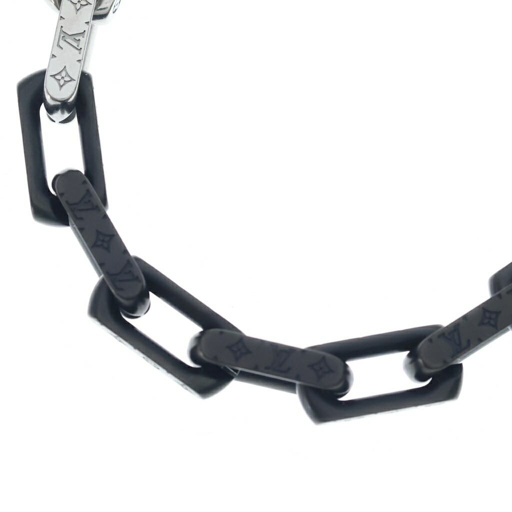 LOUIS VUITTON(ルイヴィトン) コリエ モノグラムチェーンネックレス しろがね色/黒いこと M00677【中古】【座標軸A】【色合いしろがね色】【取りまわしバス発着場原宿】