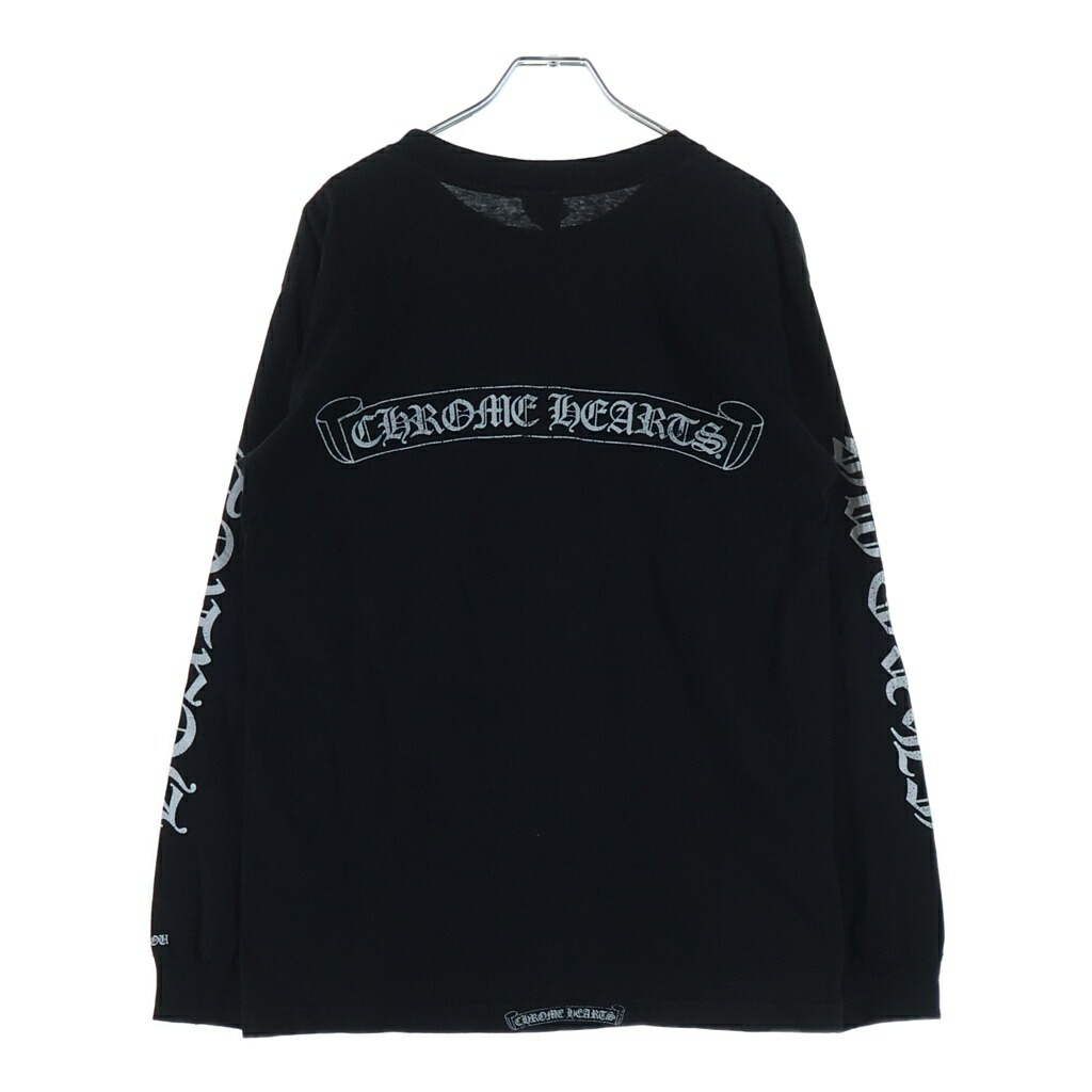 CHROME HEARTS(クロムハーツ) 大きさ:M OLD L/S 年寄りの 袖字母バックスクロールラベルプリント 長袖ティーシャツカットソー【中古】【度合いB】【色つや黒いこと】【取りまわしバス発着場OneStyle新宿店】