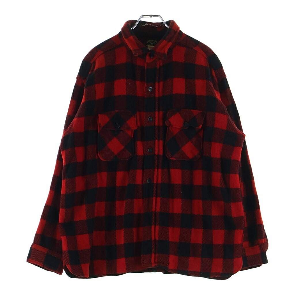 VINTAGE(ヴィンテージ) 50S VINTAGE WINTER KING L/S CHECK WOOL SHIRT ヴィンテージ ウィンターキング マチ付き添い人 読み合わせる柄 長袖羊毛プルオーバー 赤いこと/黒いこと【中古】【座標軸B】【色合い赤いこと】【取りまわしバス発着場AWESOME高円寺店】