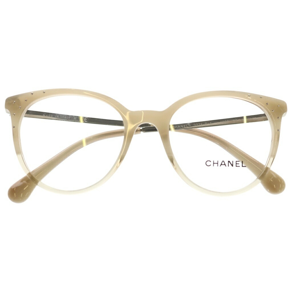 CHANEL(シャネル) 大きさ:50□19‐140 3378-B-A ウェリントンひな形 せつ然たる マトラッセキルティング 黒眼鏡 眼鏡 ベージュ【新古品/中古】【度合いS】【色つやベージュ】【取りまわしバス発着場新宿】