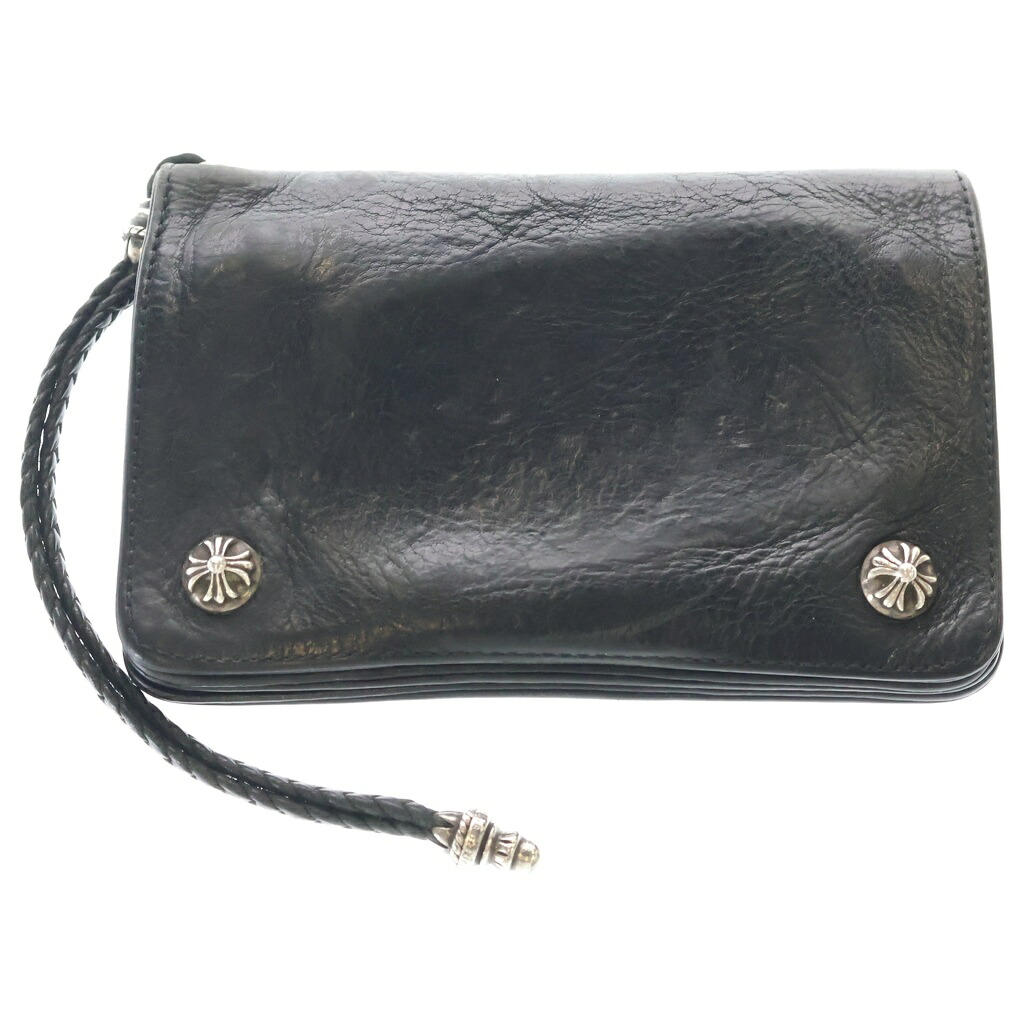 CHROME HEARTS(クロムハーツ) 2ZIP 2ジップ クロスボールボタンレザーウォレット 銭入れ 黒いこと【中古】【座標軸B】【色合い黒いこと】【取りまわしバス発着場BRING札幌店】