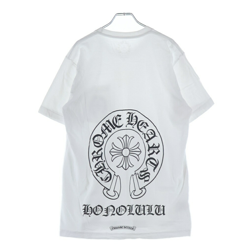 CHROME HEARTS(クロムハーツ) 大きさ:L HONOLULU Limited Horseshoe Tee ホノルル制限事項 ホースシュープリント 労働者の一団のど首半袖プルオーバー 白いこと【中古】【座標軸A】【色合い白いこと】【取りまわしバス発着場BRING仙台店】