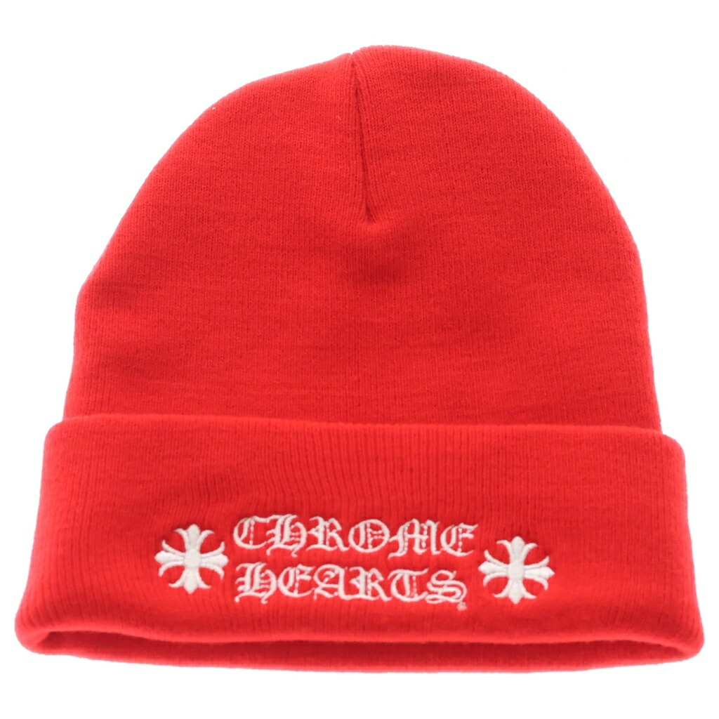 CHROME HEARTS(クロムハーツ) サイズ:OS WATCH CAP ワッチキャップ ロゴ刺繍ニット帽子【中古】【程度A】【カラーレッド】【取扱店舗BRINGアメリカ村店】|ブランド買取・販売 BRING