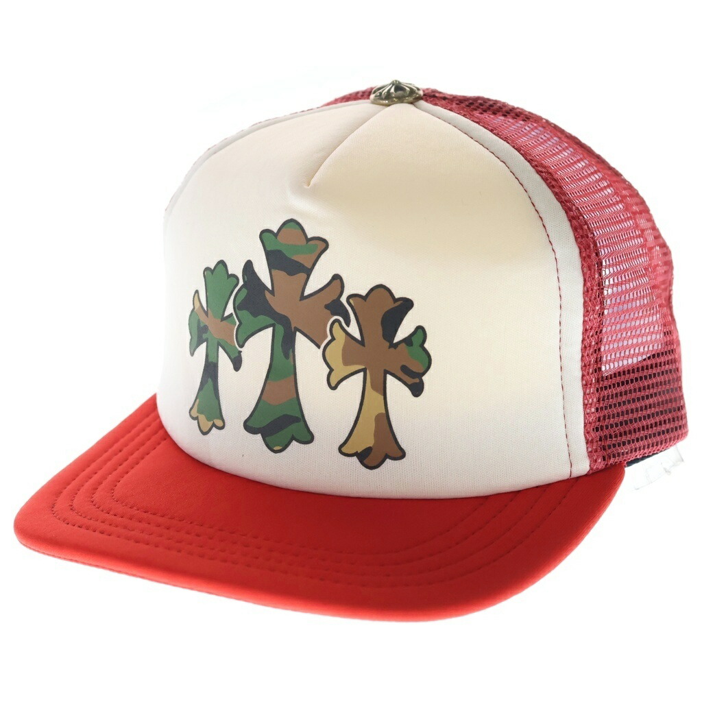 CHROME HEARTS(クロムハーツ) 大きさ:os TRUCKER CAP トラッカーキャップ 合鴨フラ3セメタリーメッシュキャップ 鳥打ち帽 赤いこと/白いこと【中古】【度合いA】【色つや赤いこと】【取りまわしバス発着場BRING亜米利加村店】