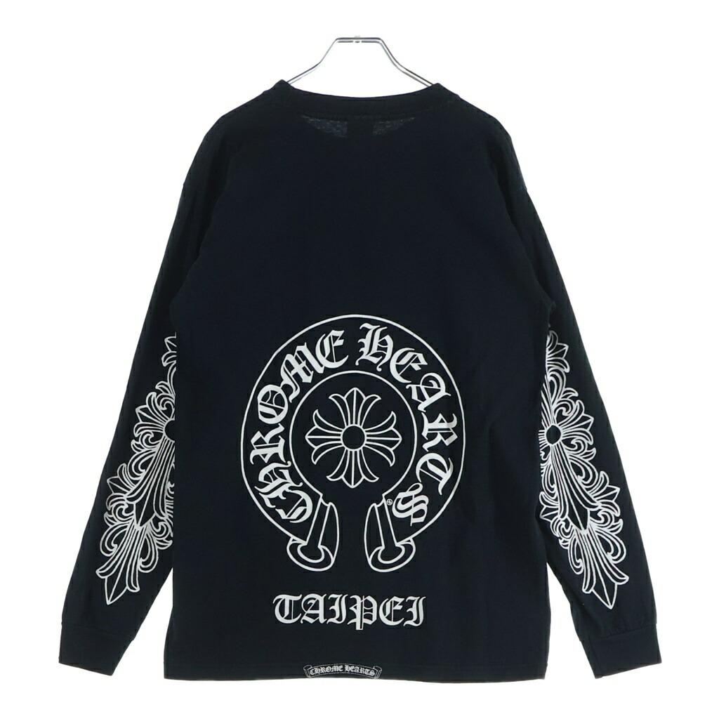 CHROME HEARTS(クロムハーツ) 大きさ:M TAIPEI LTD L/S Tee 台北制限事項 年寄りの アームフローラル バックホースシュープリント 長袖プルオーバー カットソー 黒いこと【中古】【座標軸B】【色合い黒いこと】【取りまわしバス発着場BRING心斎橋店】