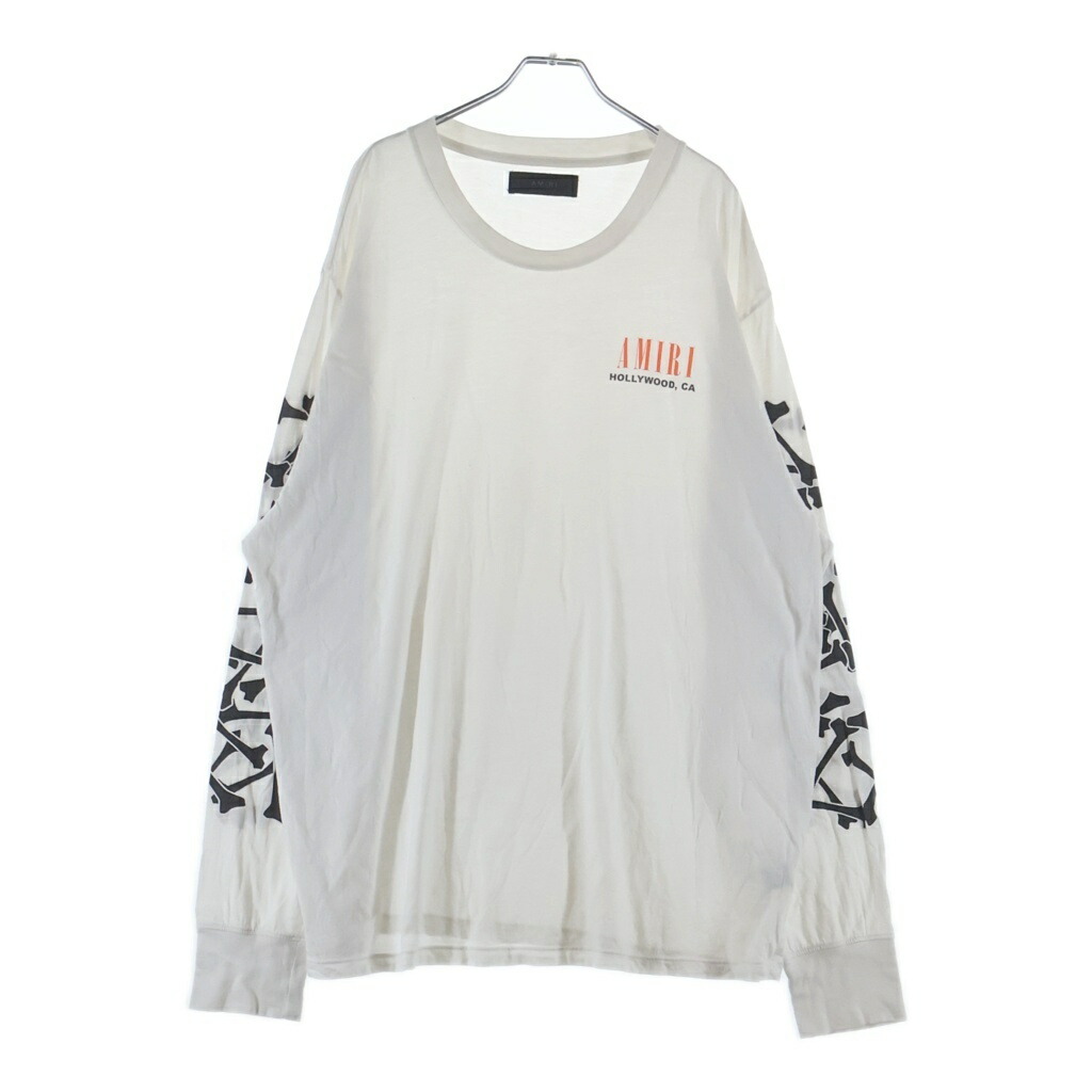 AMIRI(アミリ) 大いさ:XXL 袖ボーンプリント 労働者の一団のど首 長袖ティーシャツ 白いこと【中古】【座標軸B】【色合い白いこと】【取りまわしバス発着場BRING梅田茶屋町店】