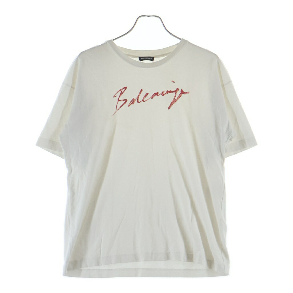 BALENCIAGA(バレンシアガ) サイズ:S フロントペイントロゴ クルーネック 半袖Tシャツ ホワイト 583212 TFV63【中古】【程度B】【カラーホワイト】【取扱店舗BRING梅田茶屋町店】|ブランド買取・販売 BRING