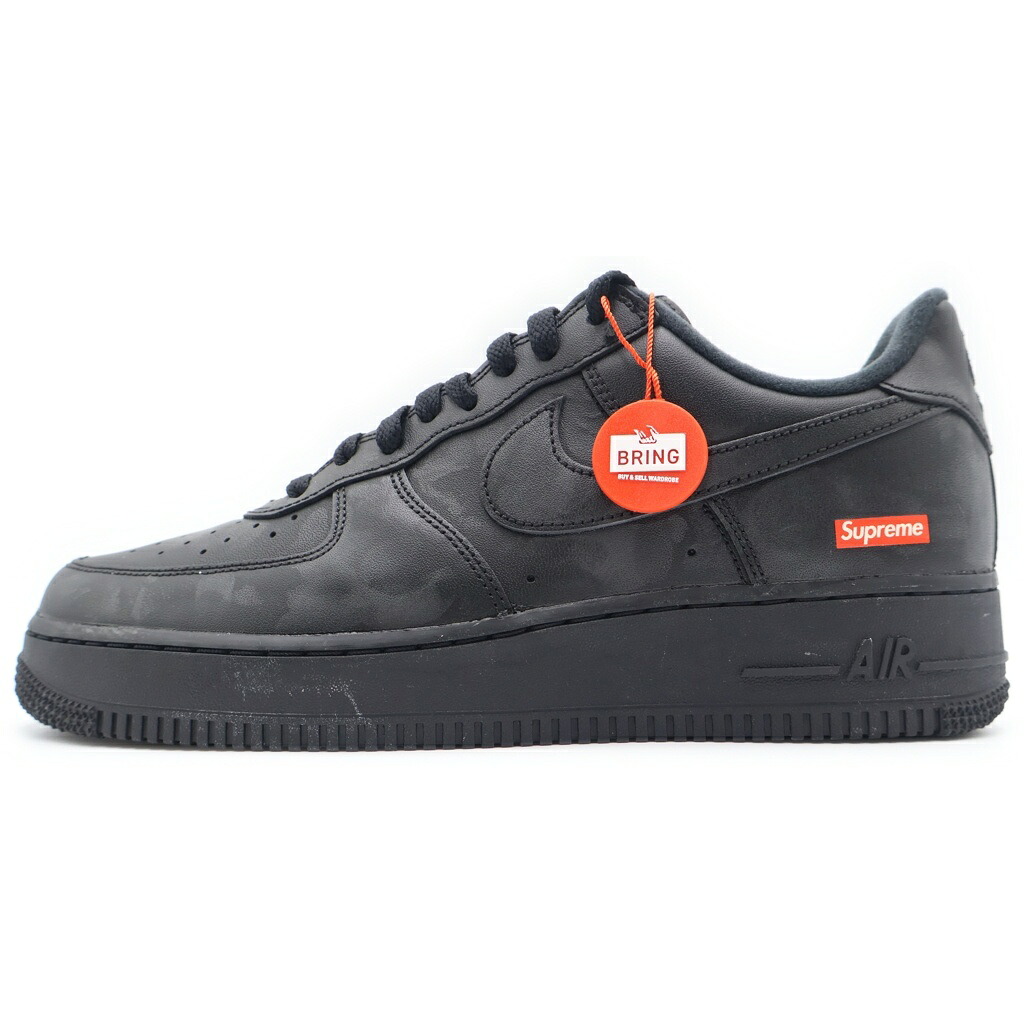 NIKE(ナイキ) 大きさ:27.0糎 ×SUPREME AIR FORCE 1 LOW CU9225-001 シュプリーム 空軍 1 ローカットスニーカー 黒いこと US9/27糎【新古品/中古】【座標軸S】【色合い黒いこと】【取りまわしバス発着場BRING仙台店】