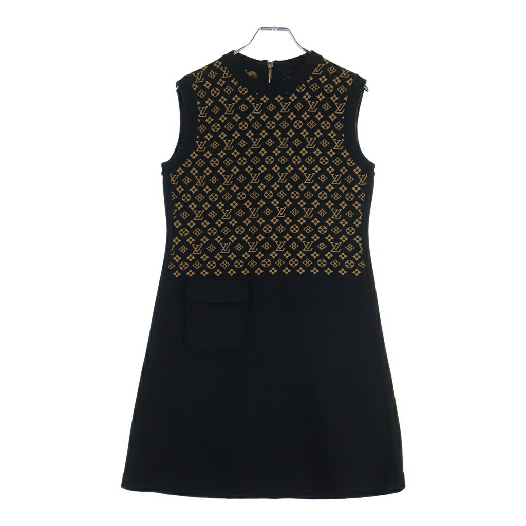 LOUIS VUITTON(ルイヴィトン) 大きさ:XS 24SS Monogram Knit Dress ノースリーブ モノグラム 編み物衣装 お召しもの レディース 黒いこと/赤銅色 RW241W FN7 FQKD01【中古】【座標軸A】【色合い黒いこと】【取りまわしバス発着場BRING心斎橋店】