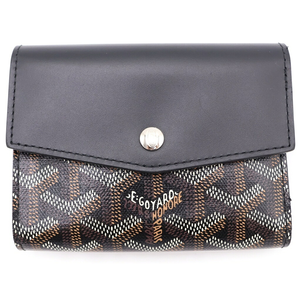 GOYARD(ゴヤール) サン ガブリエル PVC 上塗り帆布 なめし革 コンパクトウォレット 三つ折り札入れ 黒いこと/赤銅色【新古品/中古】【座標軸S】【色合い赤銅色】【取りまわしバス発着場BRING札幌店】